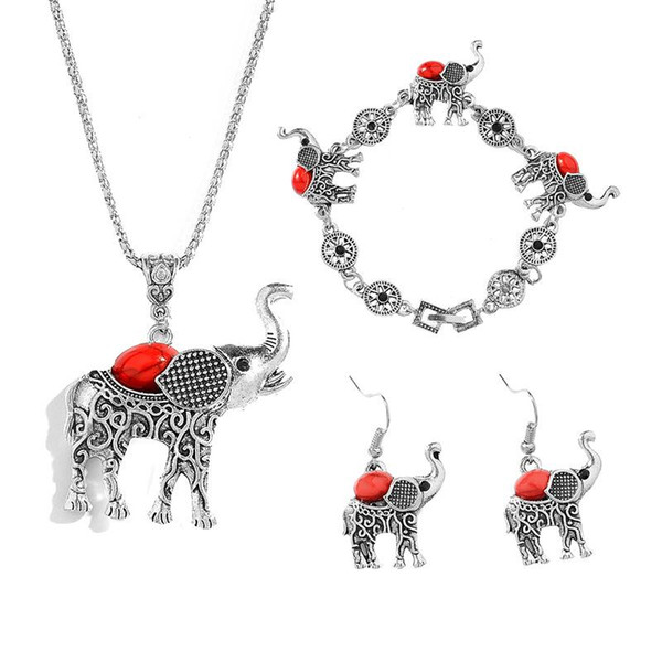 Elephant Jewelry Set For Women Retro Bohemian Jewelry Set The Small Alloy Necklace Earrings Collar Animal Jewelry Sets