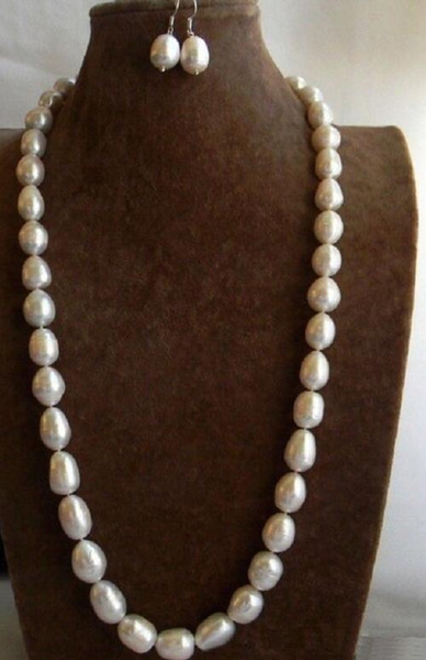 Free Shipping 11-13mm white akoya pearl necklace 25 inch 14KGP yellow Gold