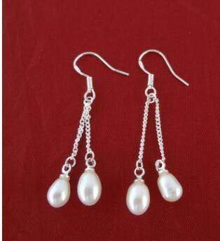 Selling pearls eardrop 7 mm M pearl white purple pink pearl earrings wholesale