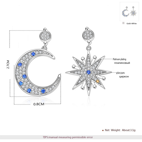 Roxi Romantic Star and Moon Design Bracelet With Earrings Set Cubic Zircon Fashion Jewelry Sets Best For Engagement Wedding Gift