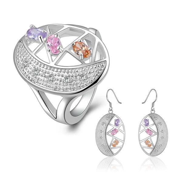 wedding color silver plated jewelry sets for women WS732,nice 925 silver earring ring set