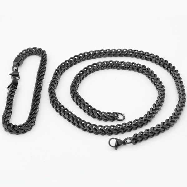 Men Perfect Jewelry Set Gold/Black 316L Stainless Steel Figaro Chain Charming Men's Necklace Bracelet Jewelry Set Jewelry