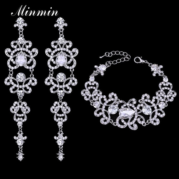Crystal Bridal Jewelry Sets Butterfly Bracelet Earrings Sets Wedding African Beads Jewelry Set for Women EH166+SL032