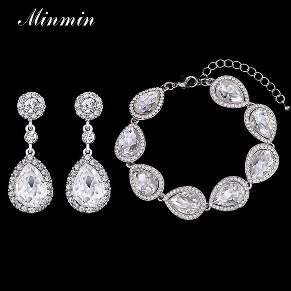 4 Colors Bridal Jewelry Sets Long Earrings with Bracelet for Women Wedding Accessories African Beads EH070+SL051