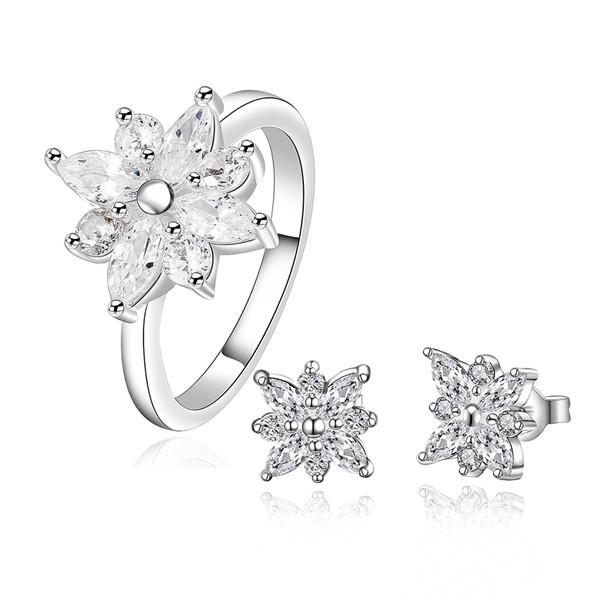 wedding snowflake silver plated jewelry sets for women WS750,nice 925 silver earring ring set