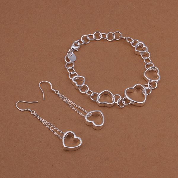 best gift Hanging hollow silver plated jewelry sets for women WS427,nice 925 silver necklace bracelet earring ring set