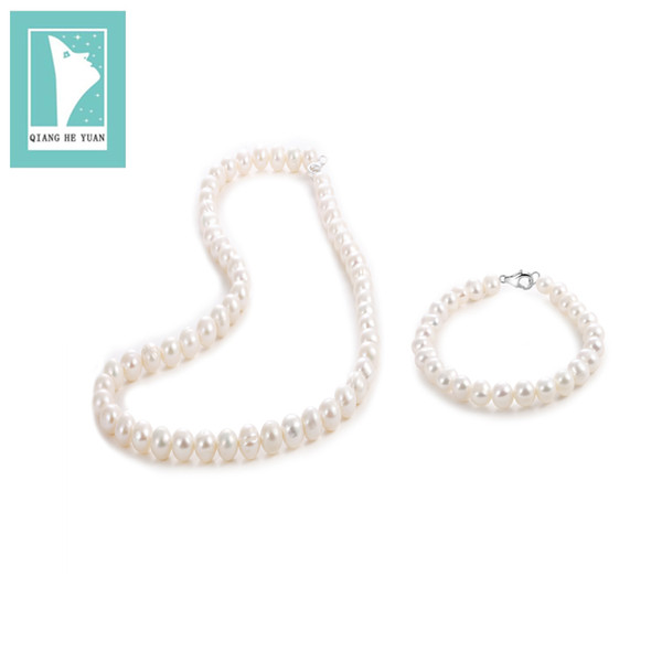 2018 Female Big round freshwater pearl beaded necklace and bracelet jewelry set romantic party Engagement and wedding jewelry