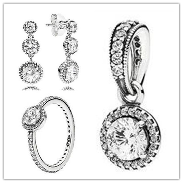 925 Sterling Silver Ring & Earrings & Jewelry Charms Pendant Sets Fits European Jewelry Bracelets & Necklaces-Eternal Elegance Sets