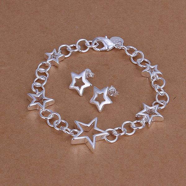 High grade 925 sterling silver Piece empty star jewelry set DFMSS176 brand new Factory direct 925 silver bracelet earring