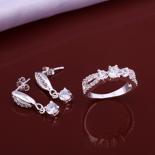 wedding Water droplets silver plated jewelry sets for women WS632,nice 925 silver earring ring set