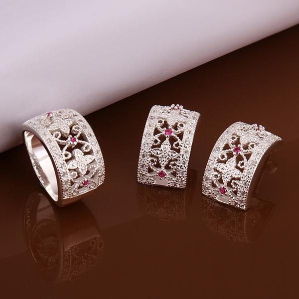 wedding Carved silver plated jewelry sets for women WS626,nice 925 silver earring ring set