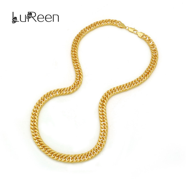 wholesale Hip Hop Miami Cuban Link Chain Necklace Men Gold Color Long Chain Necklace Bracelet Set 24inch Fashion Statement Jewelry