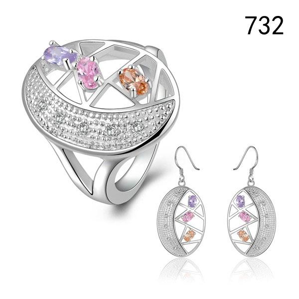 Top women's gemstone sterling silver plated jewelry sets,fashion 925 silver wedding jewelry set same price mix style GTS46