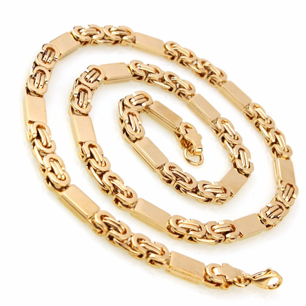 New Men Gold-color Stainless Steel Jewelry Sets Gemotric Chain Charm Necklace Bracelet Bangles Woman Jewelry Sets