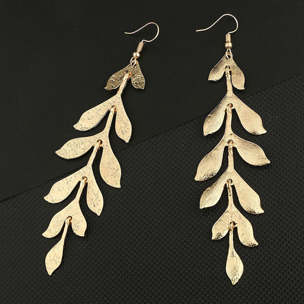 2018 Korean Hanging For Women Fashion Gold Color Leaves Long Dangle Earrings Wedding Jewellery Accessories Gift haif