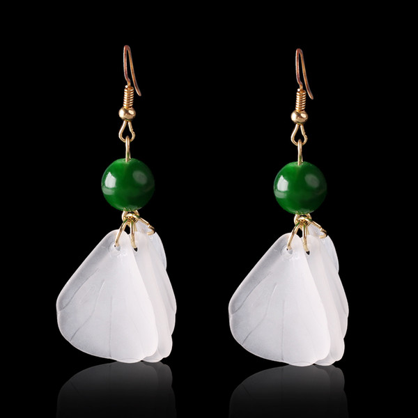 Cute Red Green Imitation Pearls Drop Earrings Gold Color Acrylic Leaf Pendientes Fashion Jewelry Women Girls Bijoux Wholesale haif