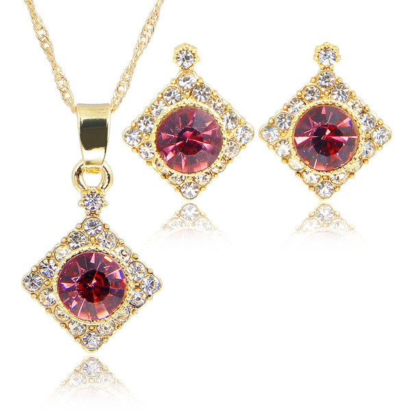 Fashion necklace earrings sets 2018 austrian crystal jewelry sets for women wedding rhinestone jewelry sets for women