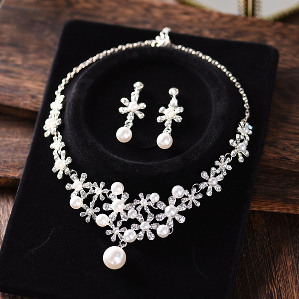 European-style wedding jewelry necklace earrings wedding jewelry set wholesale headdress jewelry set fashionable warm wedding set