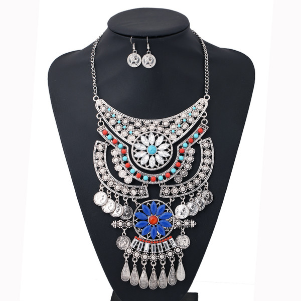 2017 Boho Antique Coin Necklace For Women African Statement Tibetan Long Tassel Necklaces Pendants Bohemian Maxi Jewelry Women