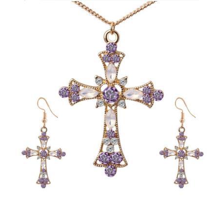 earrings designer jewelry Necklaces earrings suit hot new believe god the cross pendant necklace yule woman