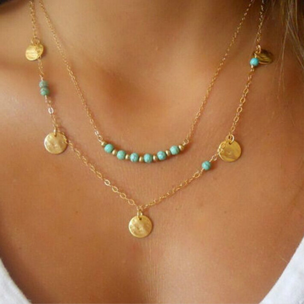 2018 New Gold Multilayer Hammer Chain Bar Necklace Long Strip Pendant Necklace Collar joyeria collier Femme Colares mujer Bijoux