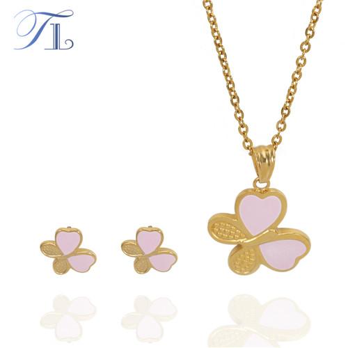 TL Stainless Steel Butterfly Jewelry Sets For Women Gold & Silver Pink Wings Butterfly Cute Design Fashion Party Jewelry Set