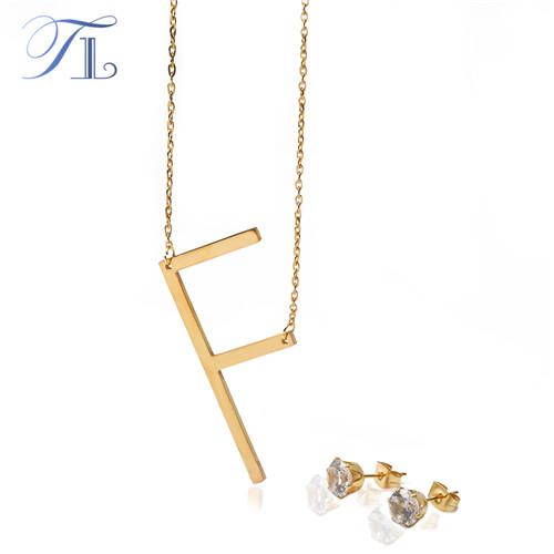 TL Stainless Steel English Letter Jewelry Sets For Women Letter F-H Unique Design Solid Silver &Gold Color Love Party Jewellery