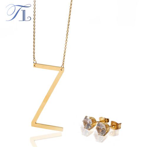 TL Stainless Steel English Letter Jewelry Sets For Women Letter Z Unique Design Solid Silver & Gold Colors Love Party Jewelry