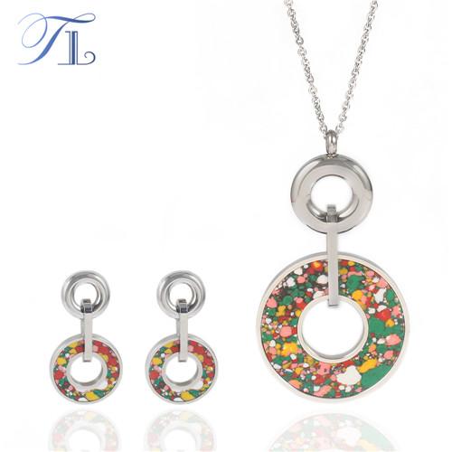 TL Stainless Steel Hollow Round Love Jewelry Set Silver Forest Color Design New Fashion Jewelry Set For Women Party Jewelry Set