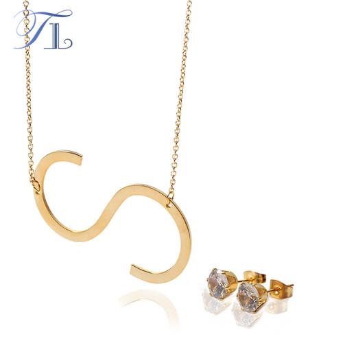 TL Stainless Steel English Letter Jewelry Sets For Women Letter S-U Unique Design Solid Silver & Gold Colors Love Party Jewelry