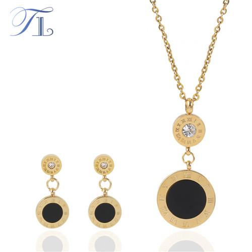 TL Stainless Steel Golden Lettering Jewelry Sets For Women Famous Jewelry Set Inlaid Zircon Luxury Fashion Wedding Jewelry Sets