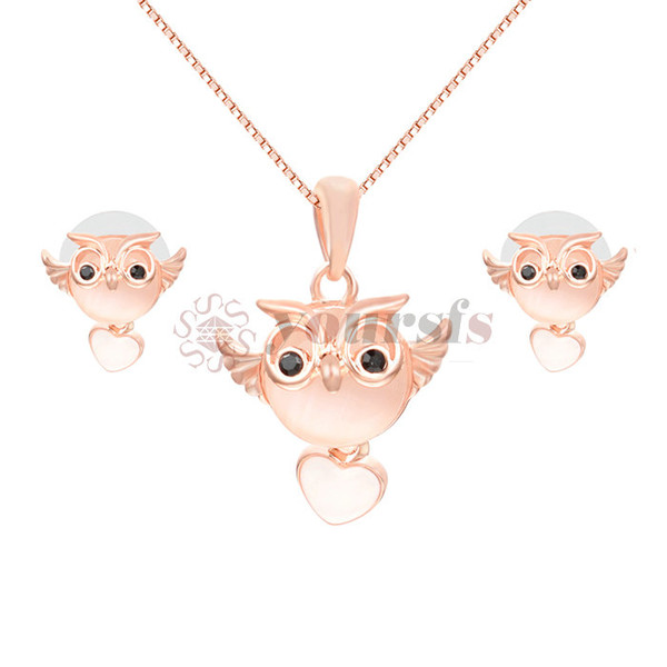 Yoursfs Trendy Gold Color Lovely Owl Jewelry Sets Fashion Rhinestone Crystal Jewelry Statement For Women Girl Necklace And Earrings