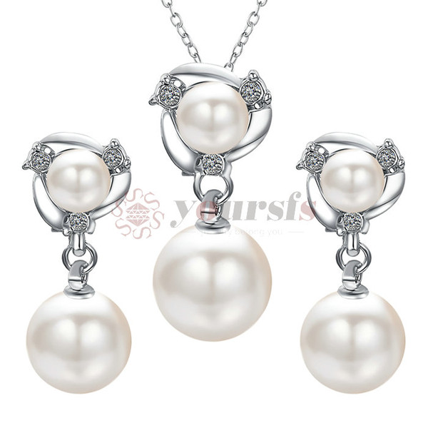 Yoursfs Freshwater Cultured Pearl Necklace Earrings Set Fashion Jewelry Set for Bridal