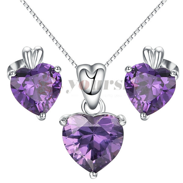 Yoursfs Austrian Crystal Fashion Heart Jewelry Sets Valentine Gift Necklace Earrings Wedding Party