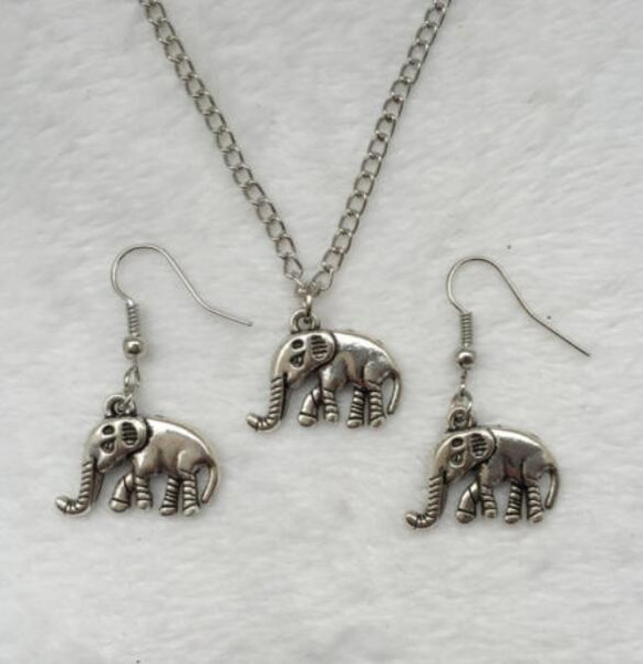 10Set Vintage Silvers Elephant Statement Chain Necklace&Earrings Jewelry Set DIY For Women Brand Valentine's Gifts Handmade Accessories