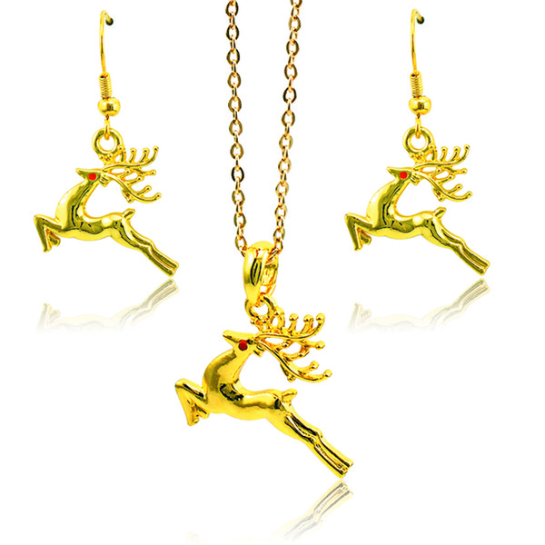 New Arrival Fashion Jewelry Sets Gold Plated Sika Deer Statement Earrings Necklace For Women Sets Wholesale