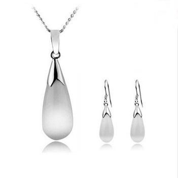 Classical Hot Sales Genuine Fine 925 Sterling Silver Women Jewelry Sets Evil Cat Eye Stone Pendant Necklace Drop Earrings Wholesale