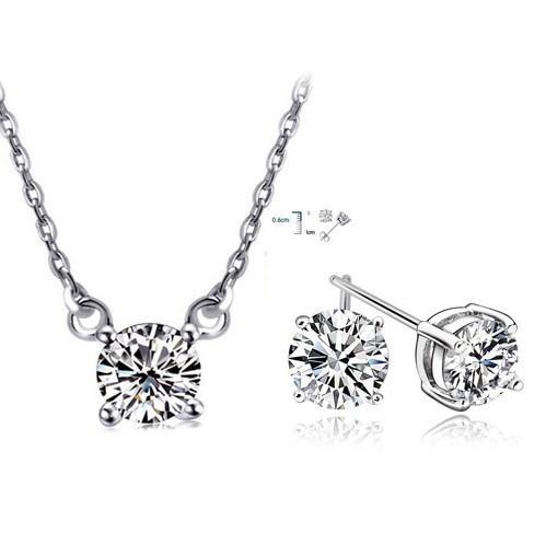 Hot sales 18K Gold Platinum Plated Fashion Women Jewelry Sets Genuine Austrian Crystal Solitary Pendant Necklace Stud Earrings B114