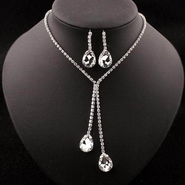 Crystal Necklace Earrings Set Gemstone pendant Artificial Jewelry Jewelry Free shipping