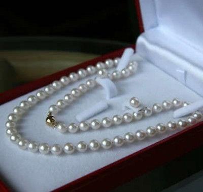 Free Shipping >>>>AAA 7-8MM White Akoya Cultured Pearl Necklace Earring