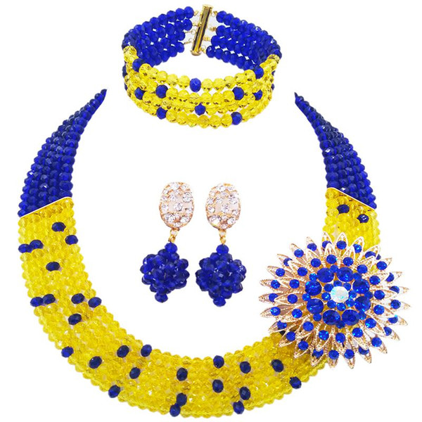 Costume Royal Blue Yellow Crystal Romantic Women Jewelry Sets for Anniversary 5C-SZ-32