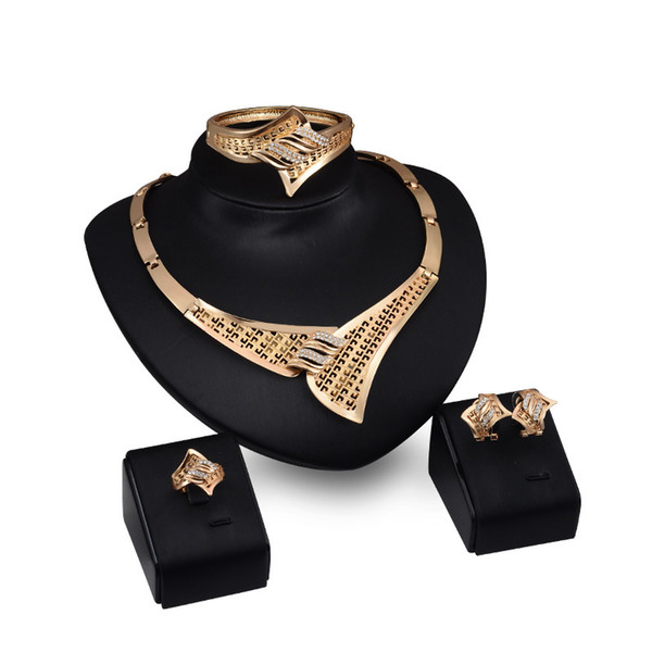 Unique design hollow out Leaf shape jewelry sets classic african costume bridal jewelry sets