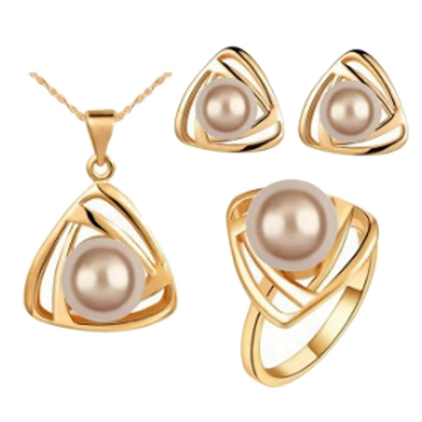 Vogue Individual Style Funny New Goods Creative Ring Pearl Stud Earring Necklace Jewelry Set Novelty Chic