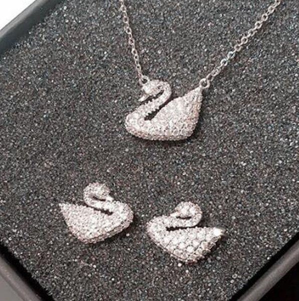 Austrian Crystal Swarovski Swan Wedding Jewelry Set for Women Necklace Bracelet Earrings Ring Sets 4pcs/set