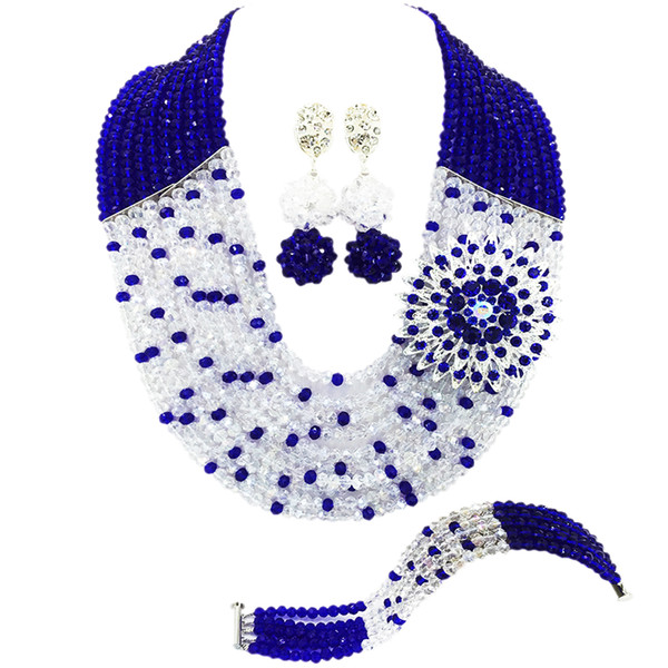 Fashion Royal Blue Africcan Beads Jewelry Set for Women 10C-SZ55