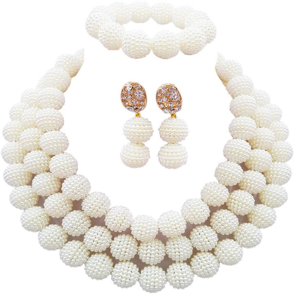 Nigerian Style Opaque White Engagement or Wedding Women Jewelry Sets 3C-ZZ-17