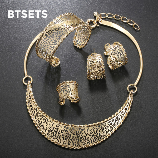 BTSETS Luxury Dubai Jewelry Sets For Women Nigerian Necklace African Beads Jewelry Set Vintage Ethiopian Wedding Jewerly Sets