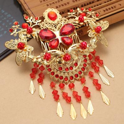 Costume bride headdress wholesale retro hair ornaments tassel butterfly bridal jewelry pearl crystal wedding accessories