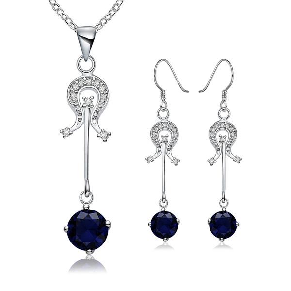 wedding Scepter Blue silver plated jewelry sets for women WS690,popular 925 silver necklace bracelet jewelry set