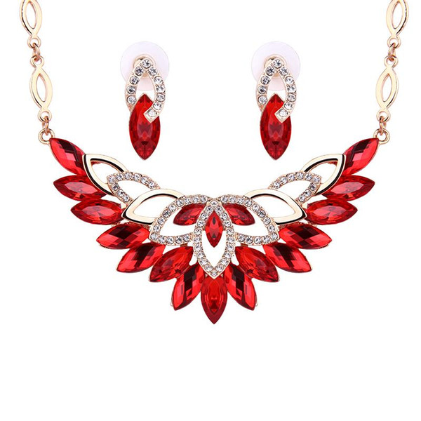 Europe and America hot sales wedding accessories crystal Jewelry sets include necklace and earring women's present